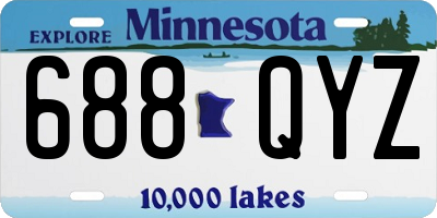 MN license plate 688QYZ