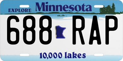 MN license plate 688RAP