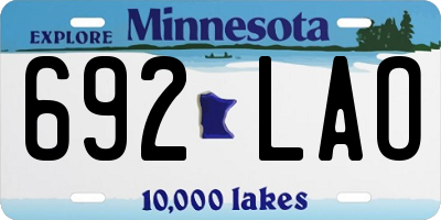 MN license plate 692LAO