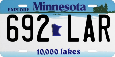 MN license plate 692LAR