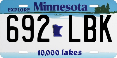 MN license plate 692LBK