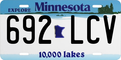 MN license plate 692LCV