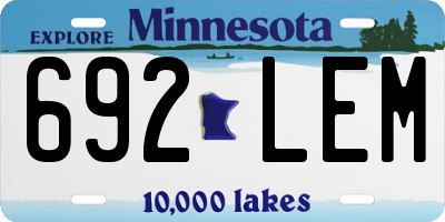 MN license plate 692LEM