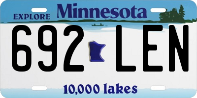 MN license plate 692LEN