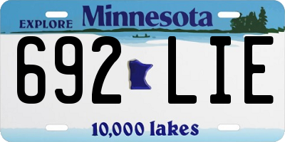 MN license plate 692LIE
