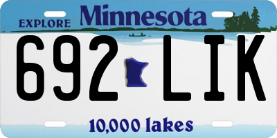 MN license plate 692LIK