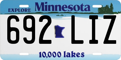 MN license plate 692LIZ