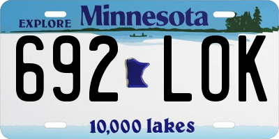 MN license plate 692LOK