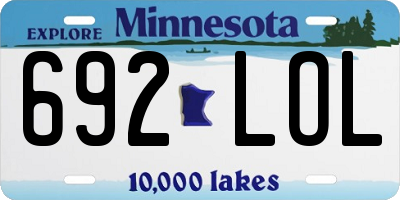 MN license plate 692LOL