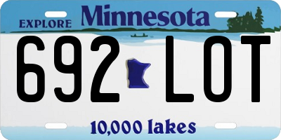 MN license plate 692LOT