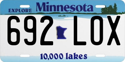 MN license plate 692LOX