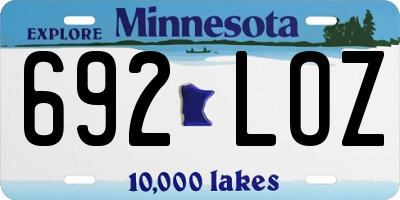 MN license plate 692LOZ