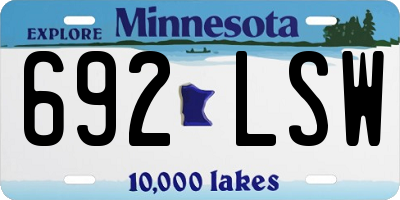 MN license plate 692LSW