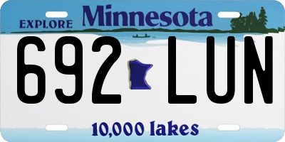 MN license plate 692LUN