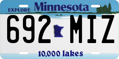 MN license plate 692MIZ