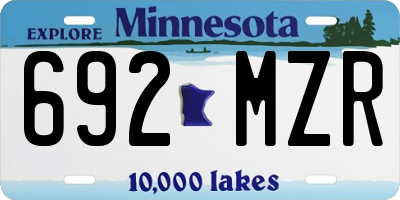 MN license plate 692MZR