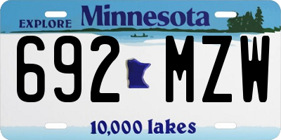MN license plate 692MZW