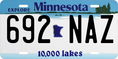 MN license plate 692NAZ