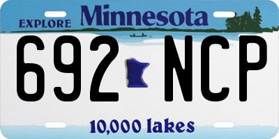 MN license plate 692NCP
