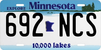 MN license plate 692NCS