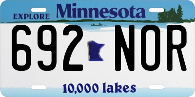 MN license plate 692NOR