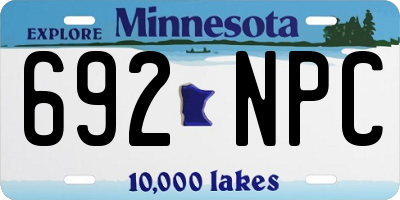 MN license plate 692NPC