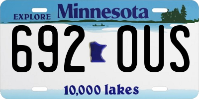 MN license plate 692OUS