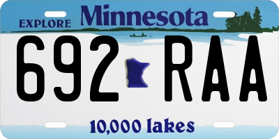 MN license plate 692RAA