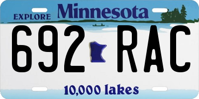 MN license plate 692RAC