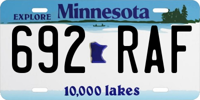 MN license plate 692RAF