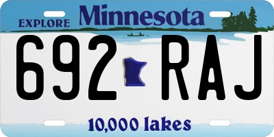 MN license plate 692RAJ