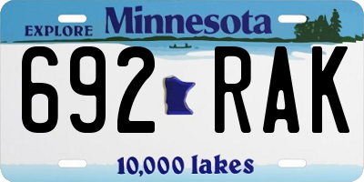 MN license plate 692RAK