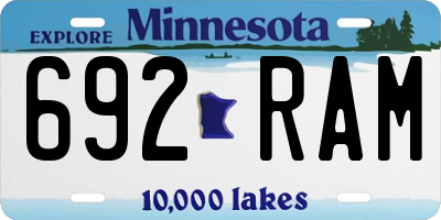 MN license plate 692RAM