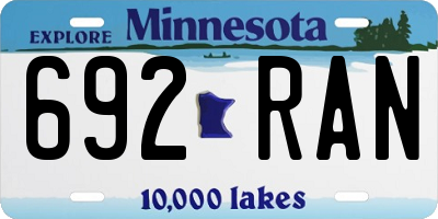 MN license plate 692RAN