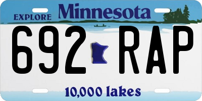 MN license plate 692RAP