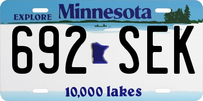 MN license plate 692SEK