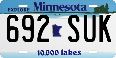 MN license plate 692SUK