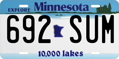MN license plate 692SUM
