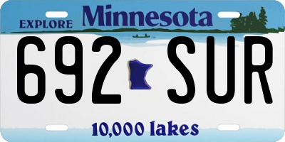 MN license plate 692SUR