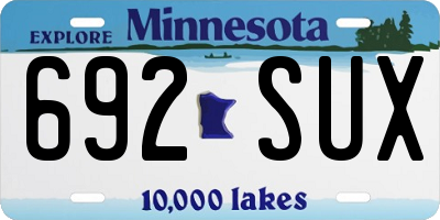 MN license plate 692SUX