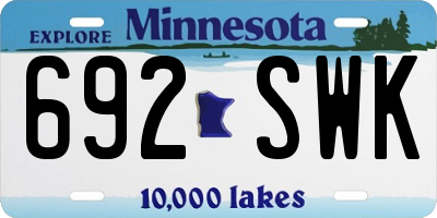 MN license plate 692SWK
