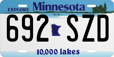MN license plate 692SZD