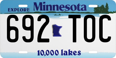MN license plate 692TOC