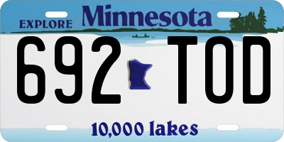 MN license plate 692TOD