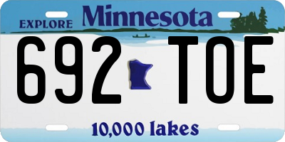 MN license plate 692TOE