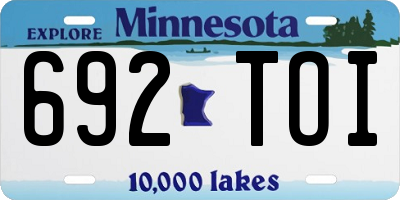 MN license plate 692TOI