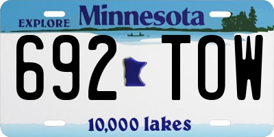 MN license plate 692TOW