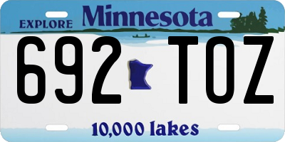 MN license plate 692TOZ
