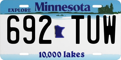 MN license plate 692TUW