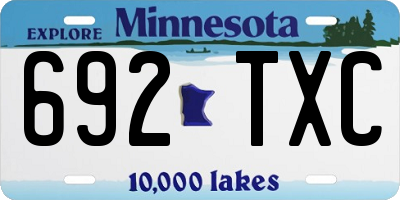 MN license plate 692TXC